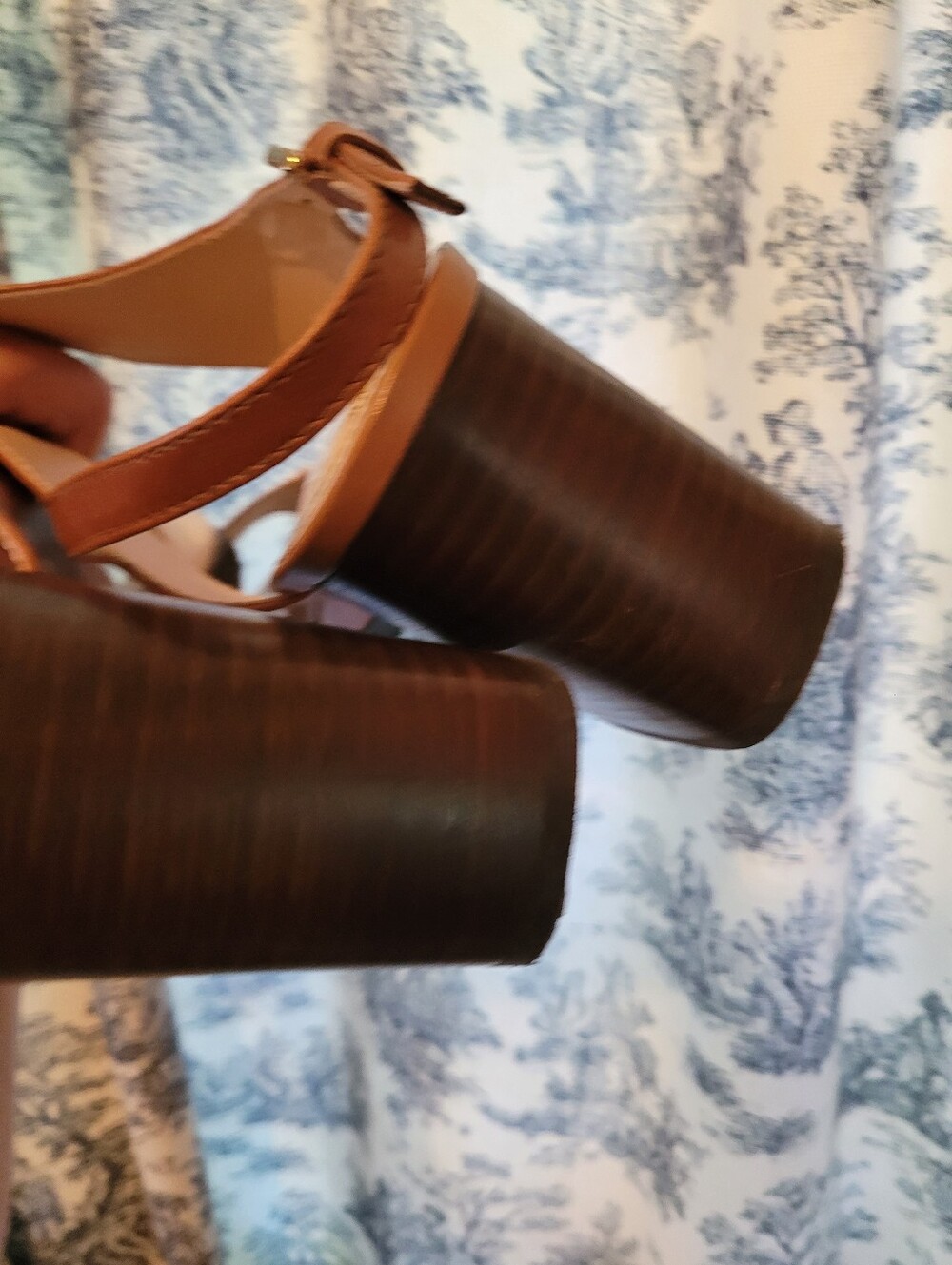 Tod's 41/10 Womens Neutral Two-Tone Block Heel Sandals - Brown & Cream - Picture 3 of 6